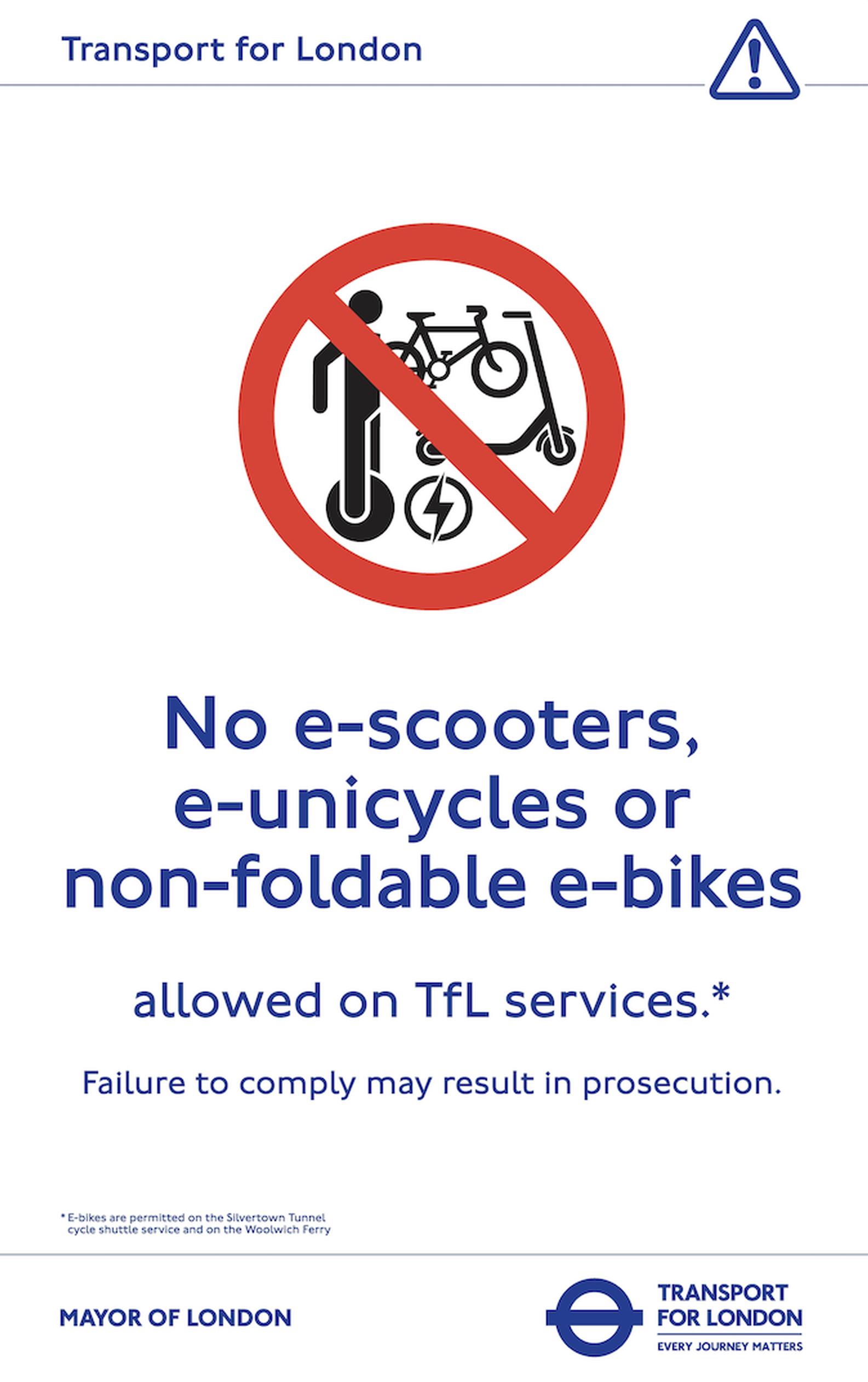 TfL bans non-folded e-bikes on London's transport network
