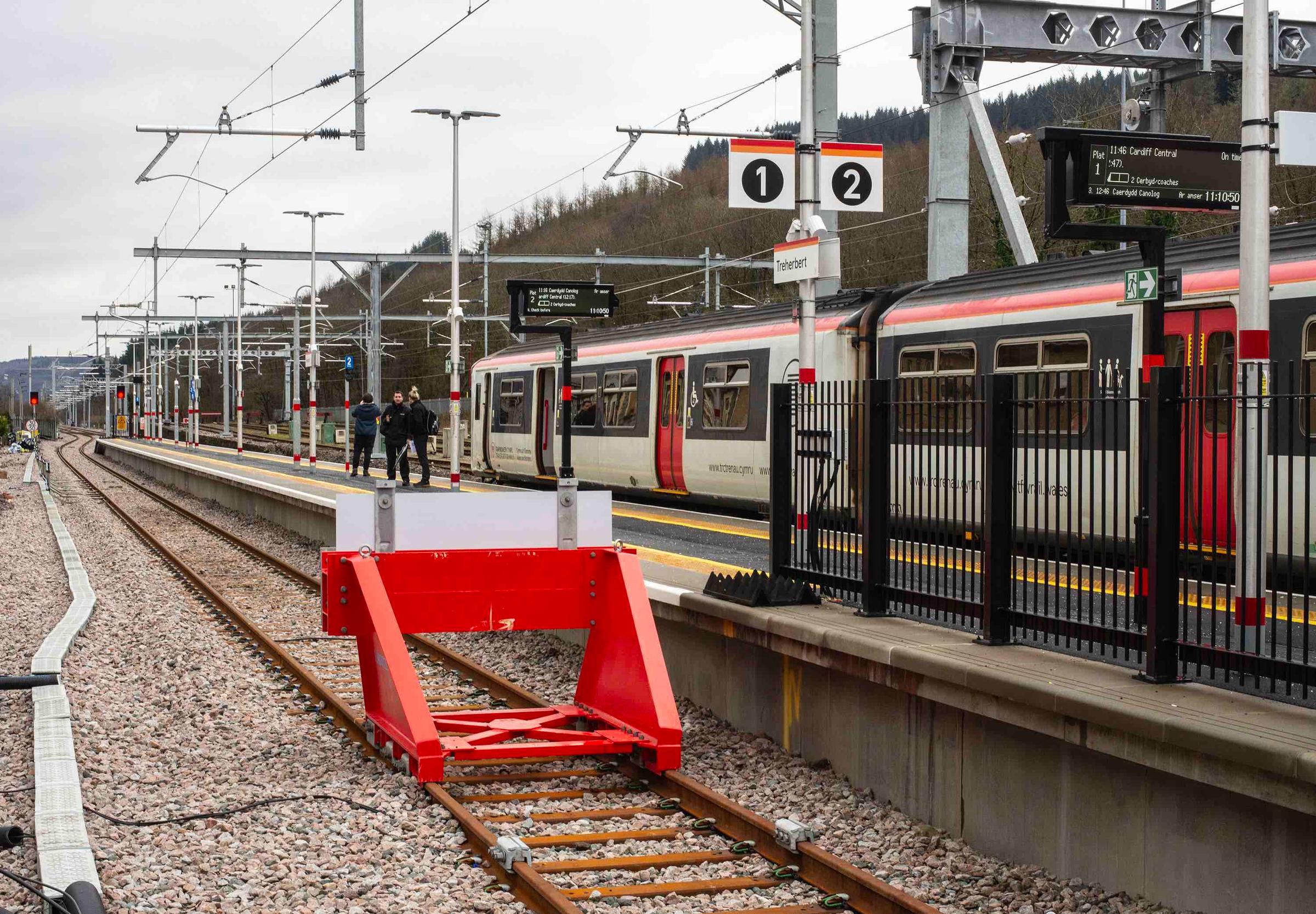 New Core Valley Lines assets which need maintenance include the electrification equipment seen here at Treherbert, along with the new platform, track and buffer stop in the foreground