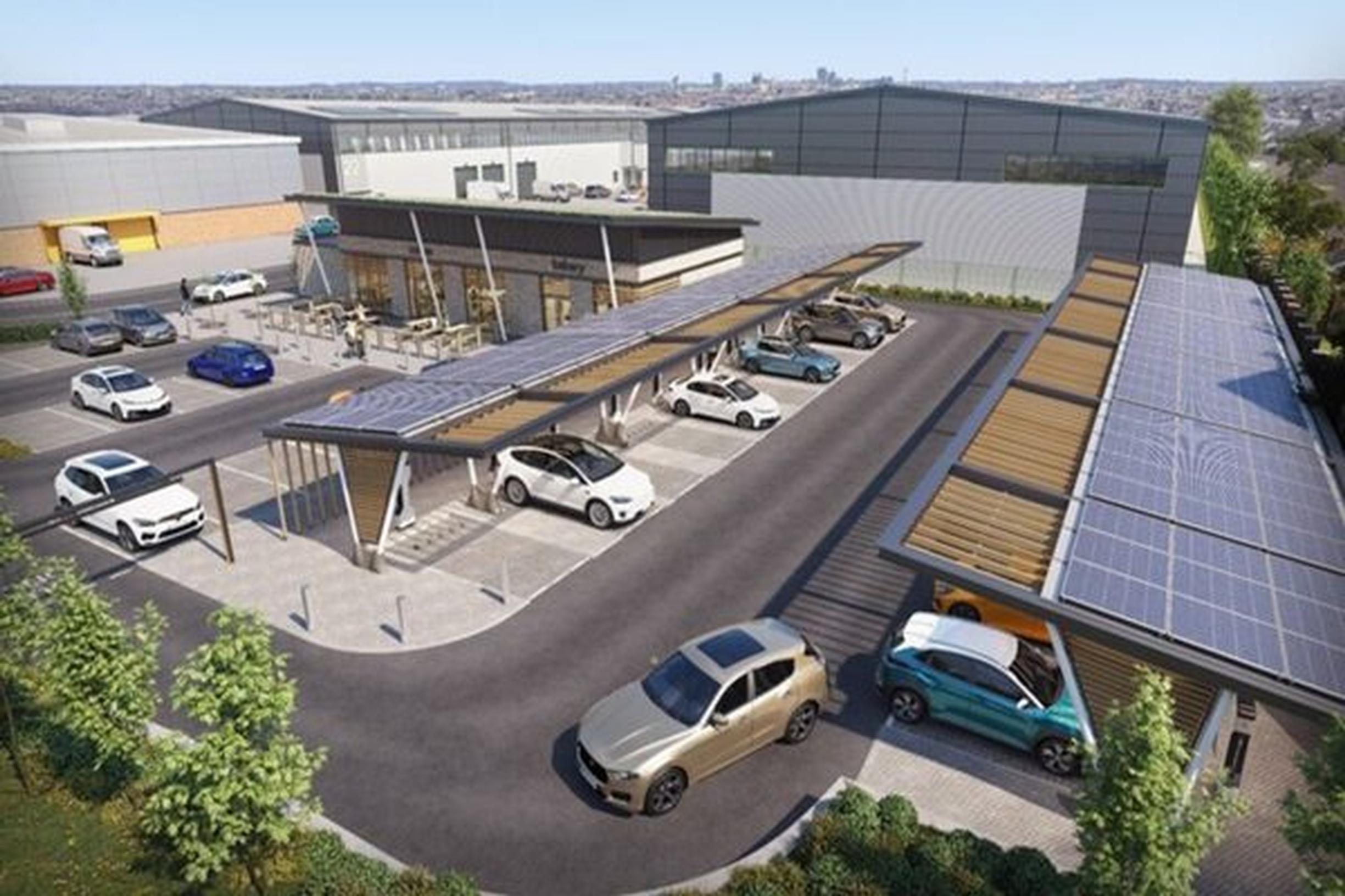 A CGI of the electric vehicle charging station on Chester Road in Erdington