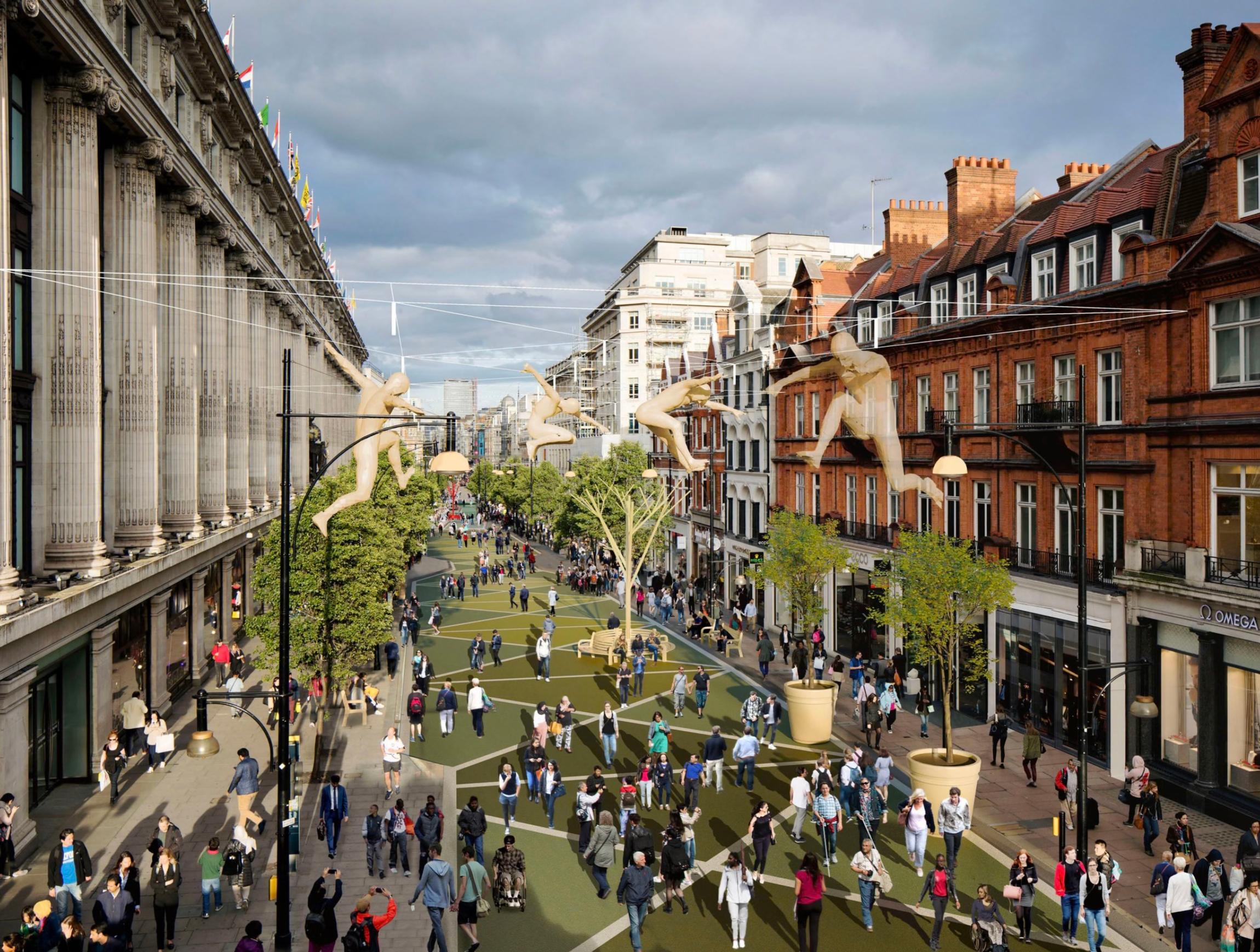 Under the plans all vehicles would be banned from a 0.7-mile (1.1km) stretch between Oxford Circus and Marble Arch