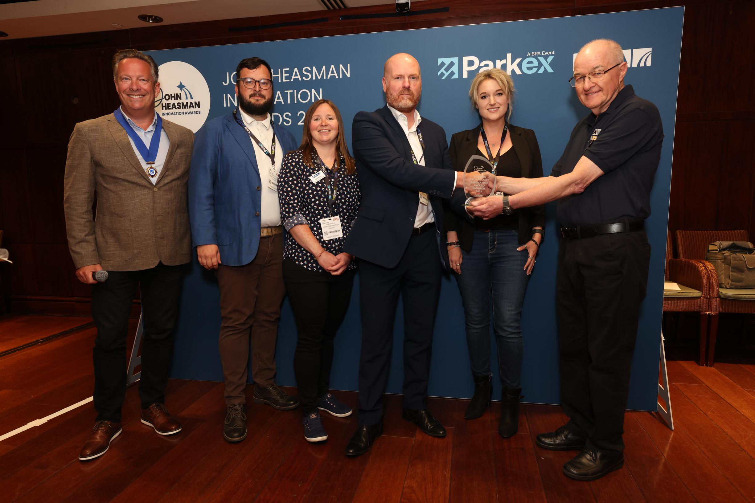 BPA vice president Mike Marrs and chief technical services officer Kelvin Reynolds present the Trellint Team with their John Heasman Innovation Award