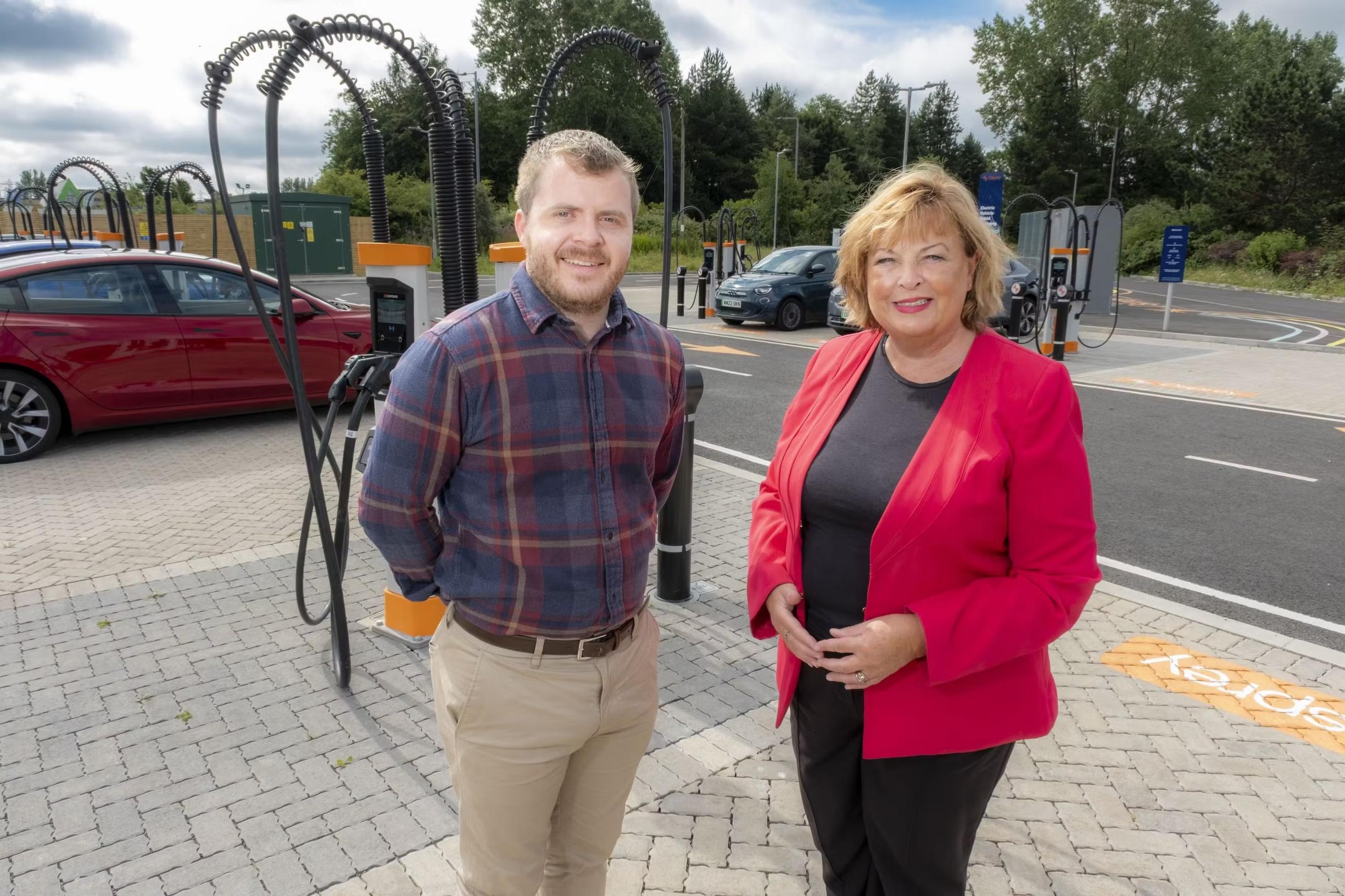 Transport secretary Fiona Hislop and Osprey`s Lewis Gardiner