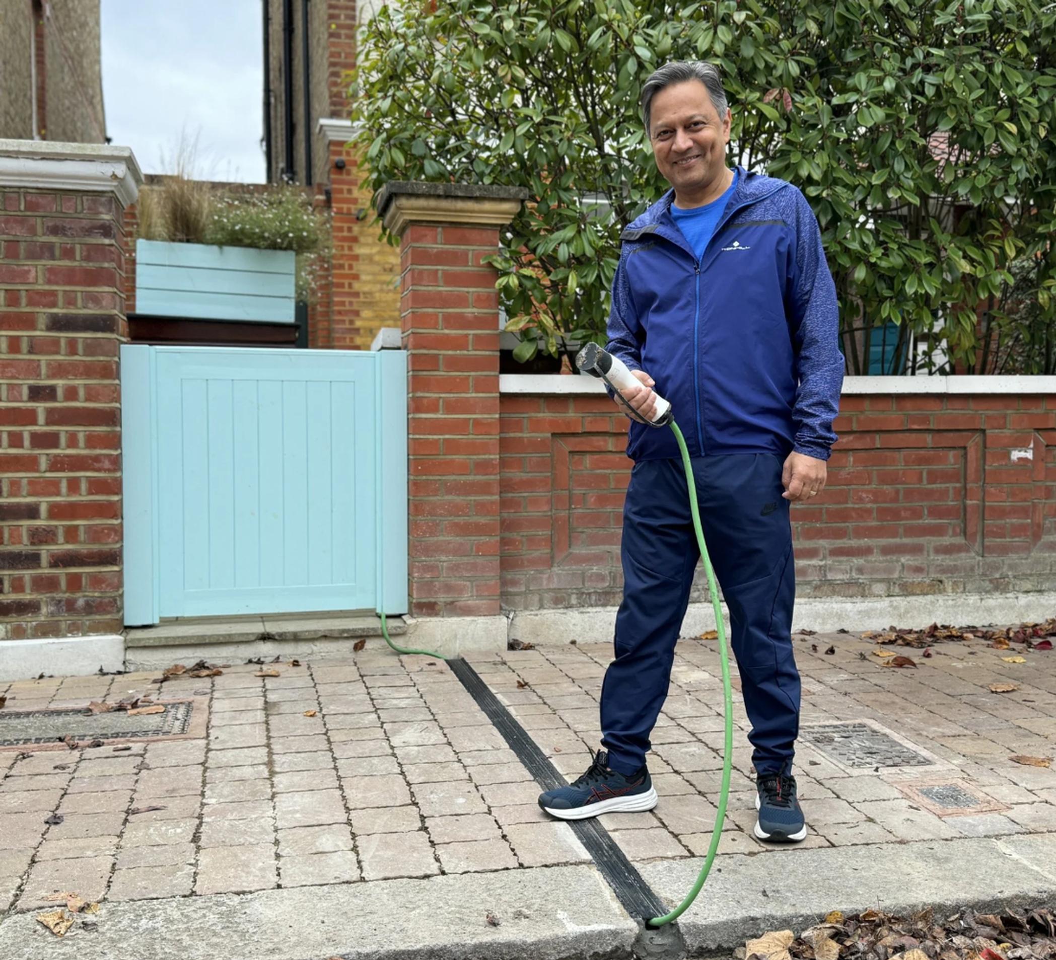 A Richmond resident with their new Kerbo Charge channel