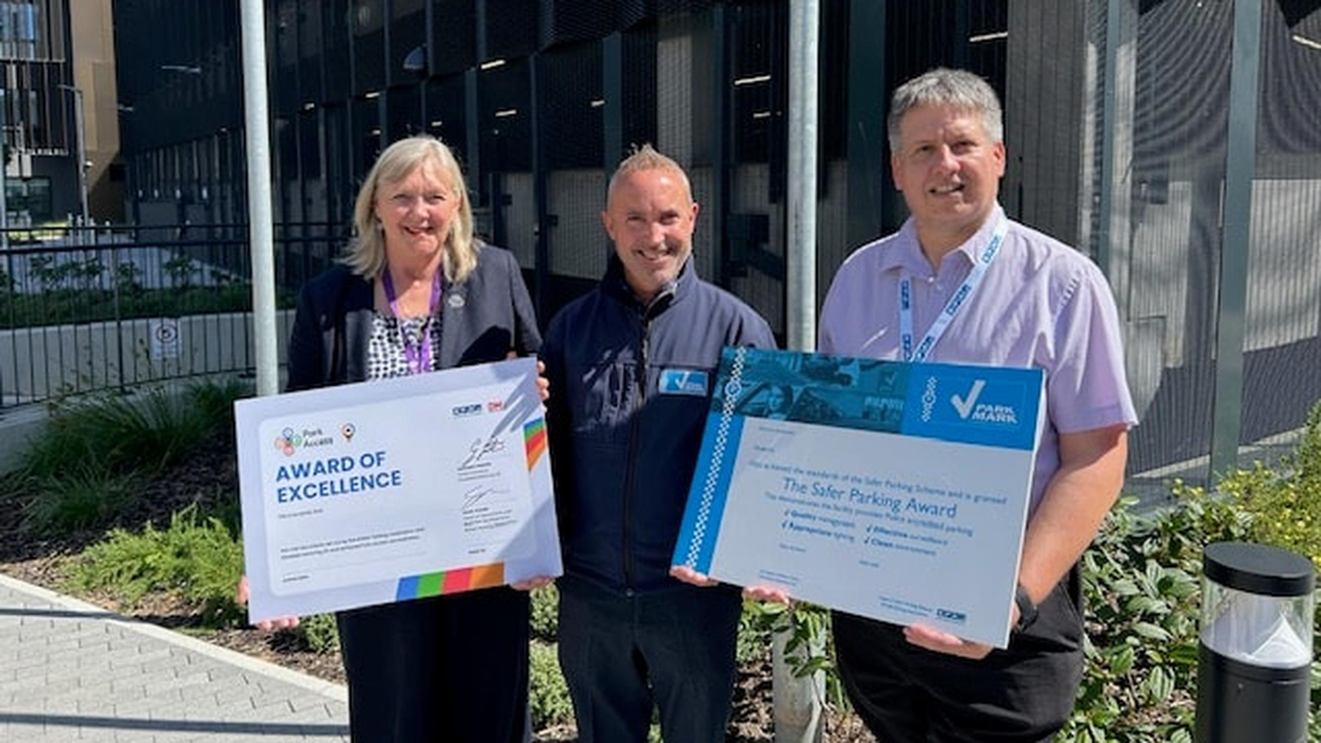 Cllr Rita Garner, BPA area manager Warren Bradshaw and Jason Passfield Adur & Worthing Council’s parking services manager