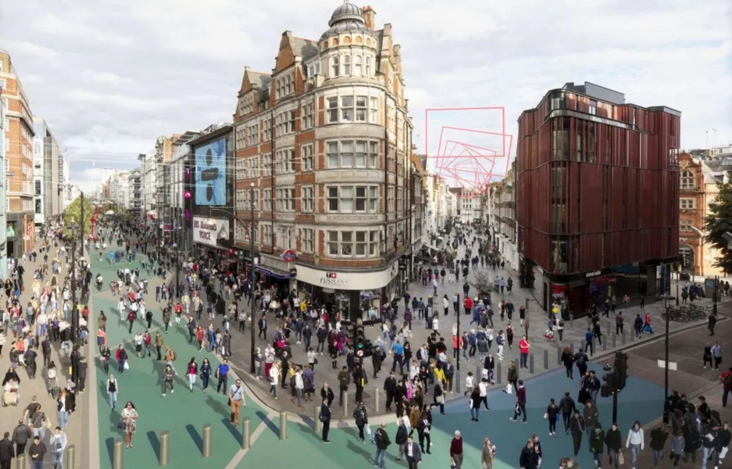 Mayor Sadiq Khan is pressing ahead with plans to turn Oxford Street into a ‘beautiful pedestrian-friendly public space to attract shoppers, which can host exciting events and activities’.