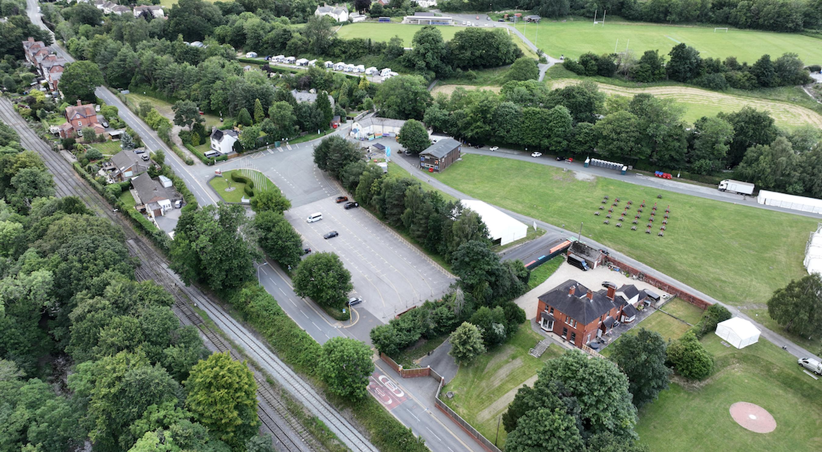 The Royal Pavilion car park in Llangollen