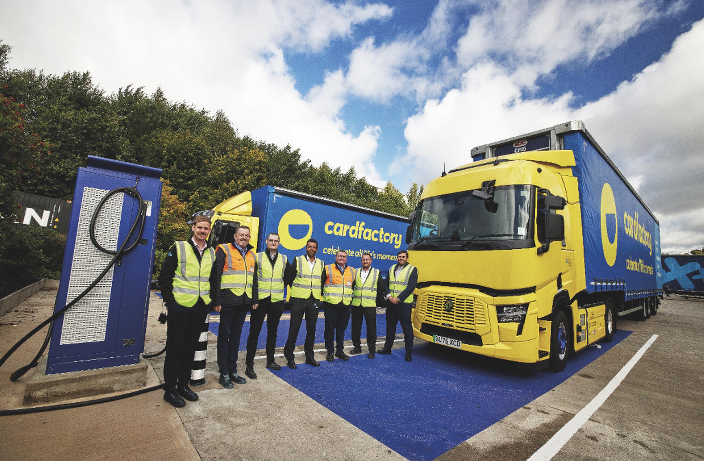 Jack Boldy (head of distribution, Expect Distribution), Richard Davies, director, JDS Trucks), Dan Wignall (head of contractsm Expect Distribution), Andy Taylor (co-owner, Expect Distribution), Tom Reed (JDS Trucks), Jack Watmore (fleet compliance manager, Expect Distribution) and Mark Dodsworth (contract manager for Cardfactory, Expect Distribution)