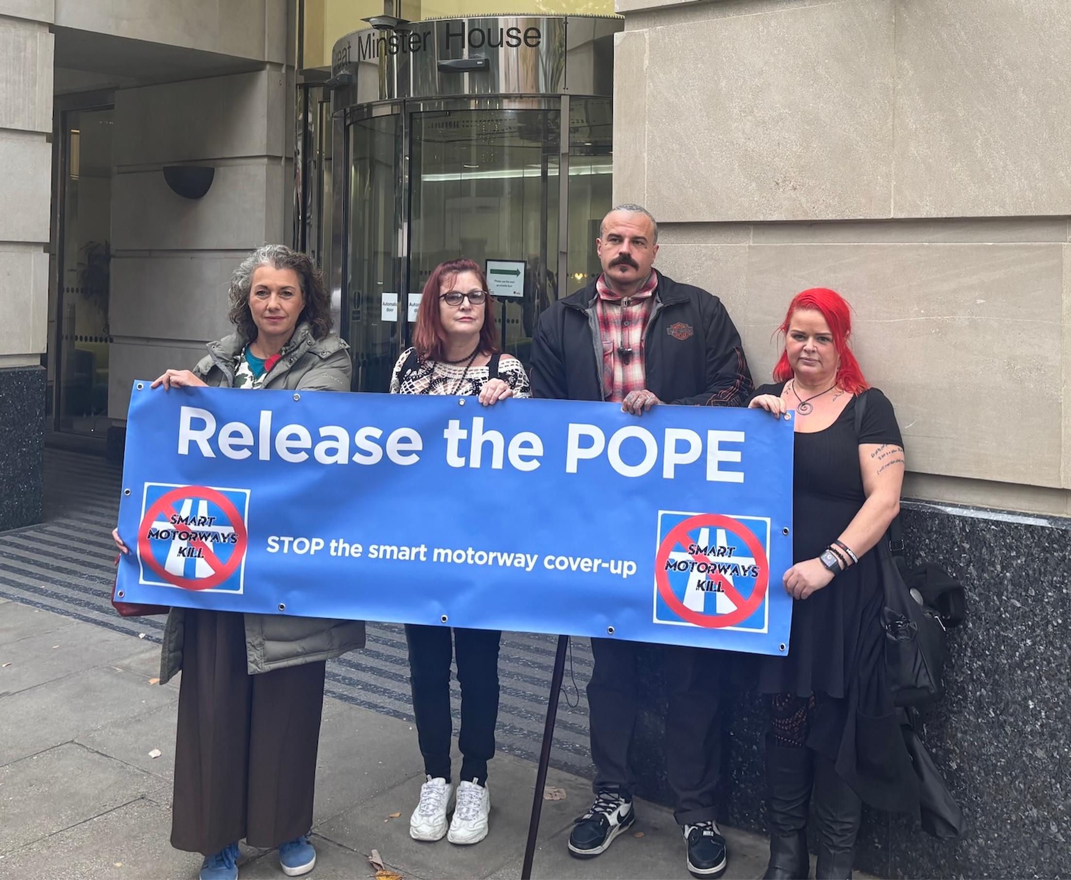 Smart motorway campaigners protest at DfT HQ