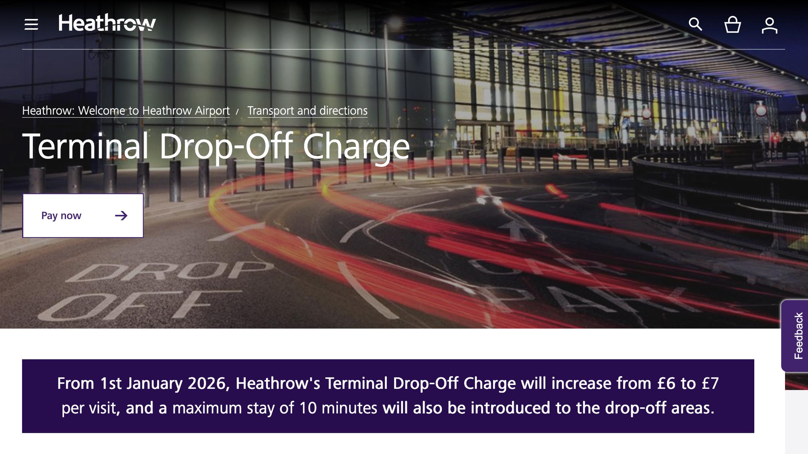 Heathrow Airport to increase drop-off charges