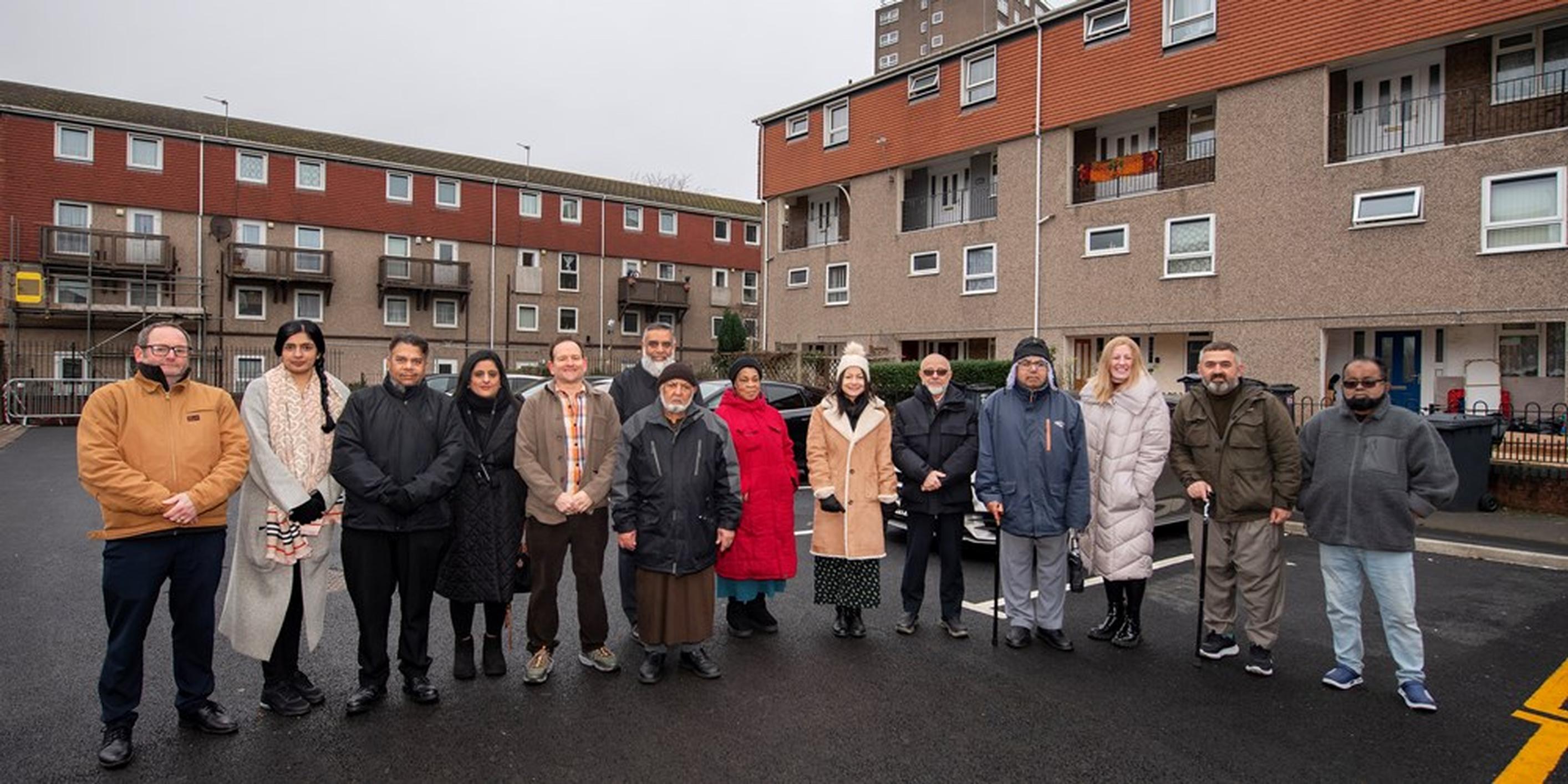 Leicester City Council has demolished outdated garages outside flats on Vostock Close, on the St Peters estate, to create the new spaces