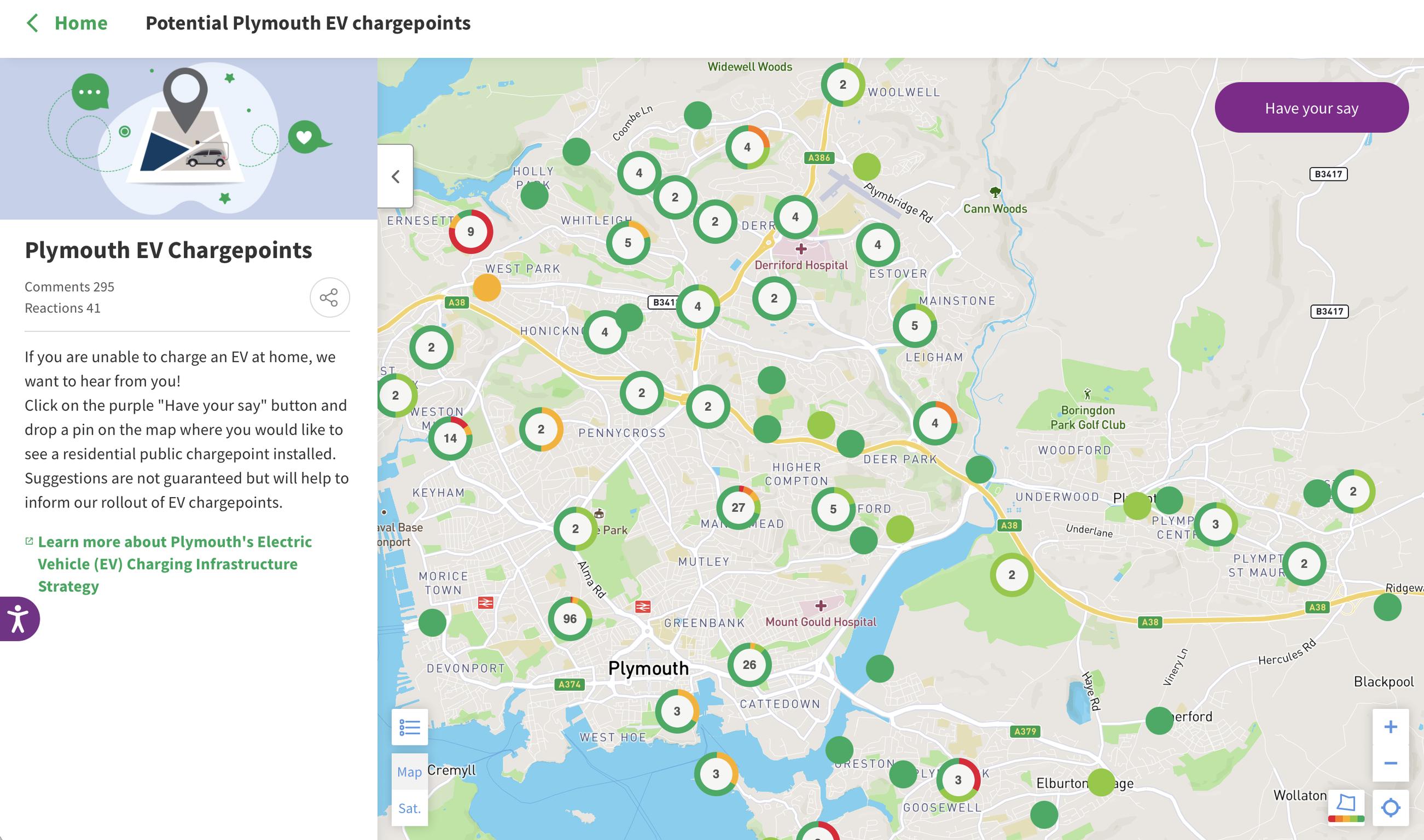 Plymouth`s interactive chargepoint map