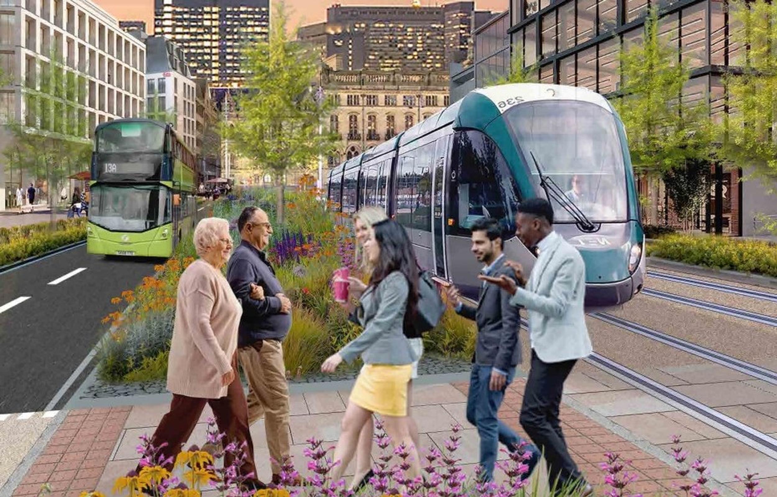 The Rail Minister has encouraged Mayor Brabin to “carefully consider” the mass transit route options between Leeds and Bradford to avoid running along main roads.  Artist’s Impression. PIC: WYCA