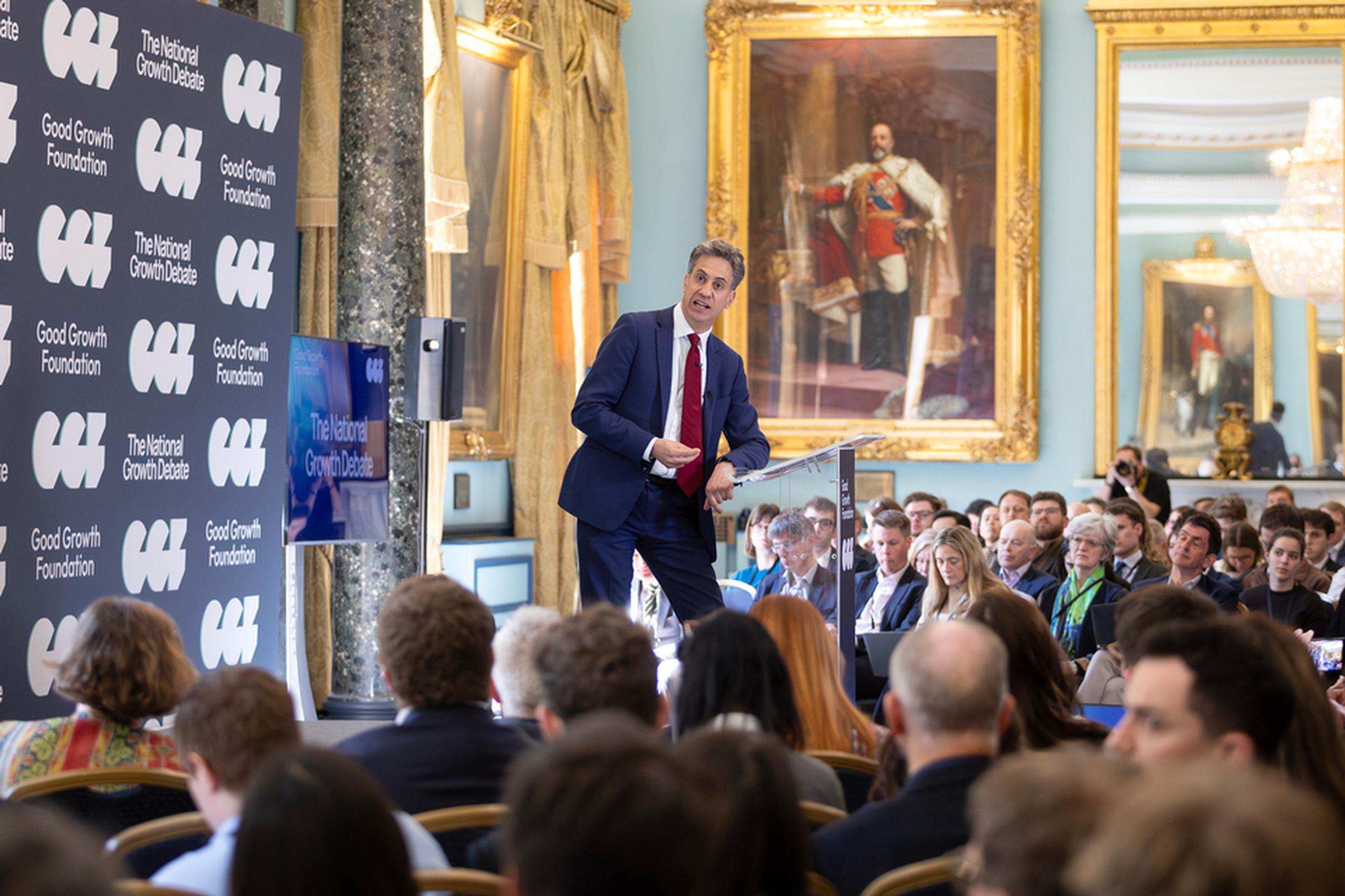 Transport secretary Ed Miliband speaking at the Good Growth Foundation`s National Growth Debate,