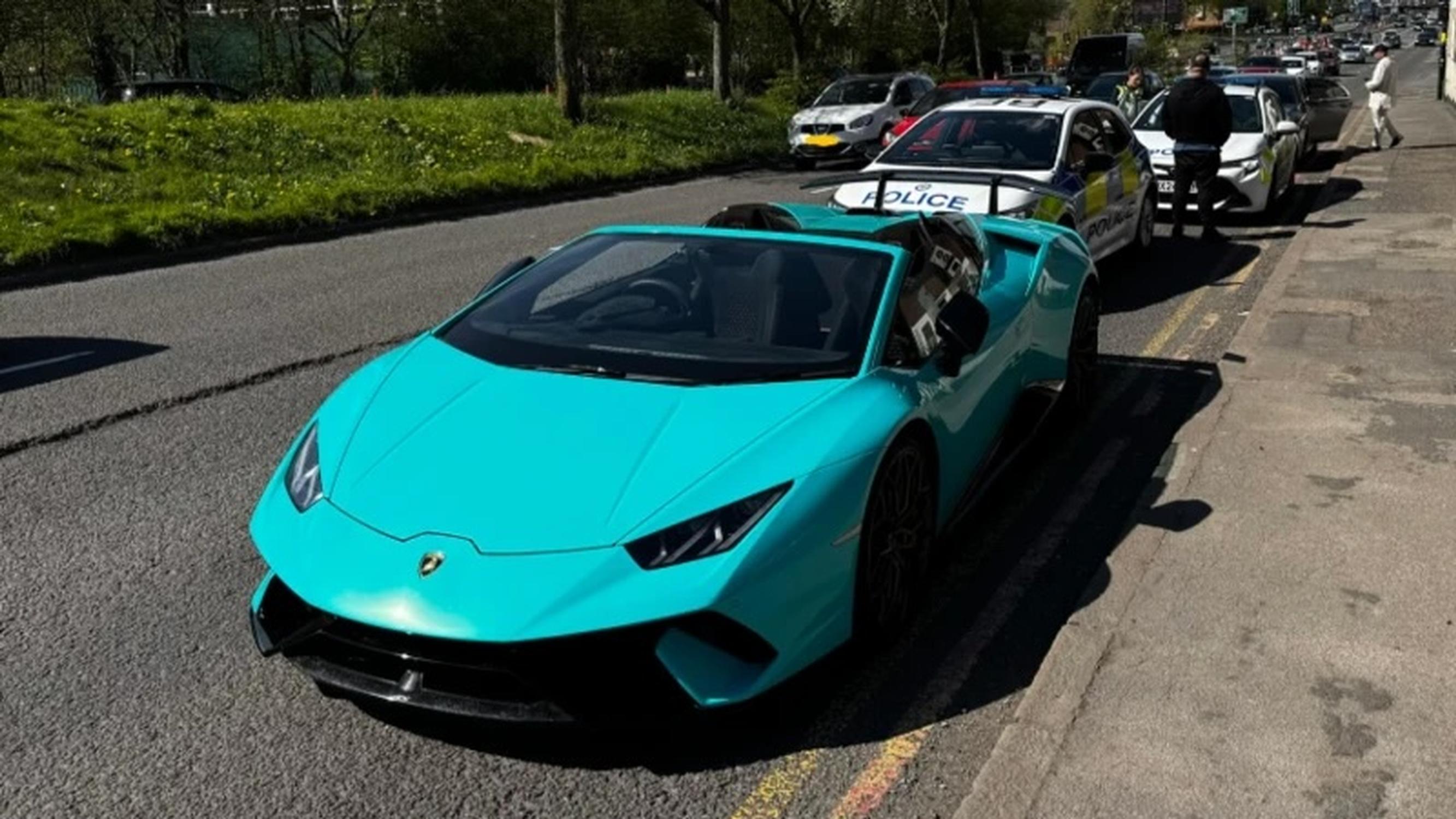 An uninsured Lamborghini seized by West Midlands Police