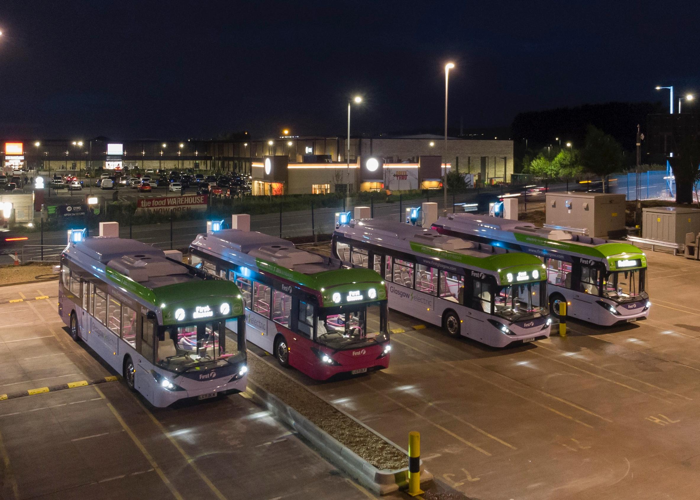 Buses at Glasgow depot charged when there is excess renewable energy
