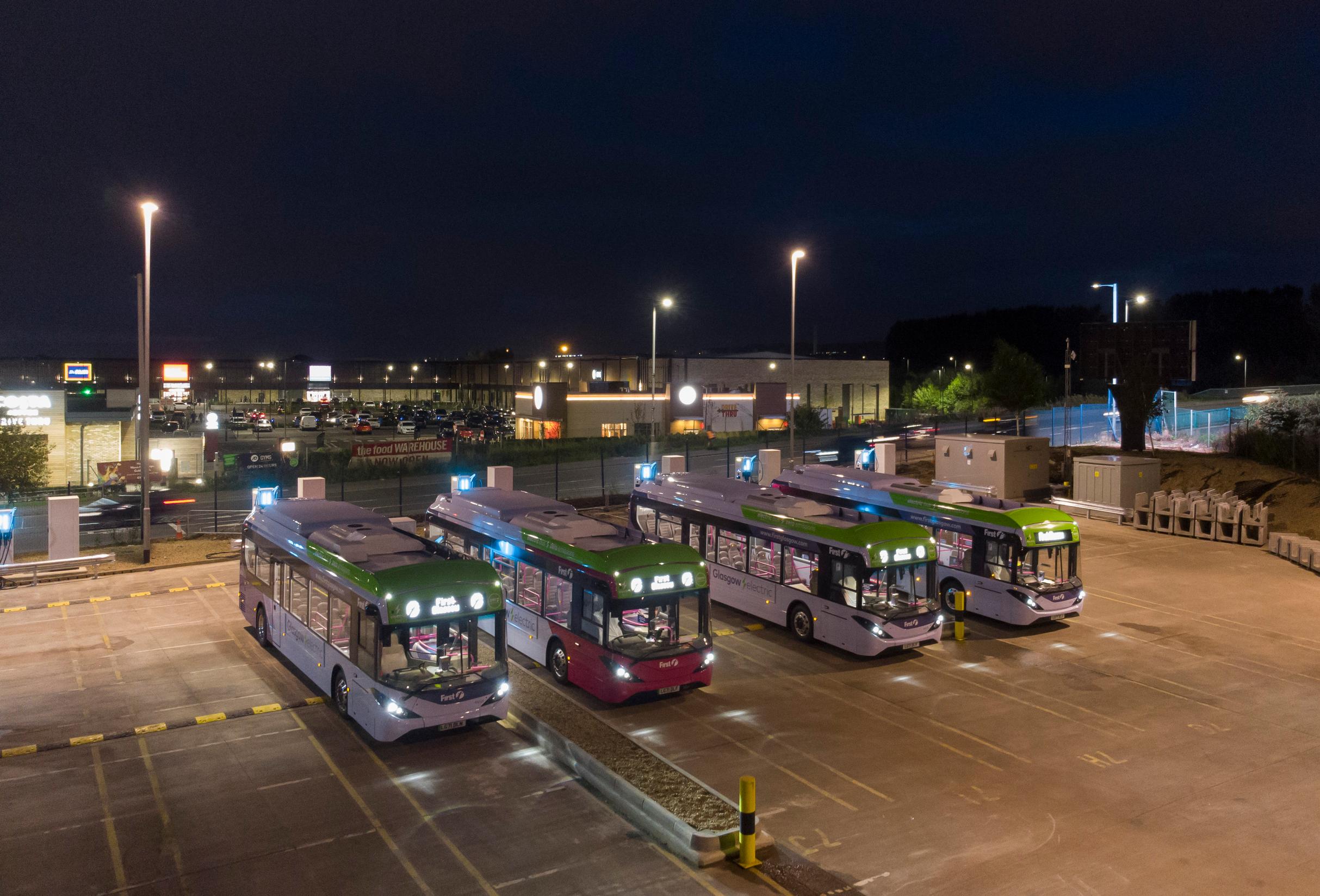 Electric buses as the First Bus Glasgow depot